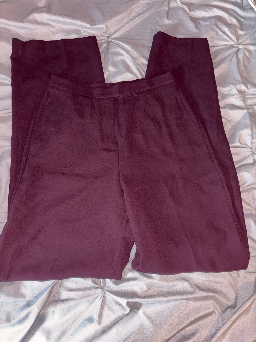 New‎ York Co Pants Womens 4 Tall Purple High Rise Trousers Office Wide Leg